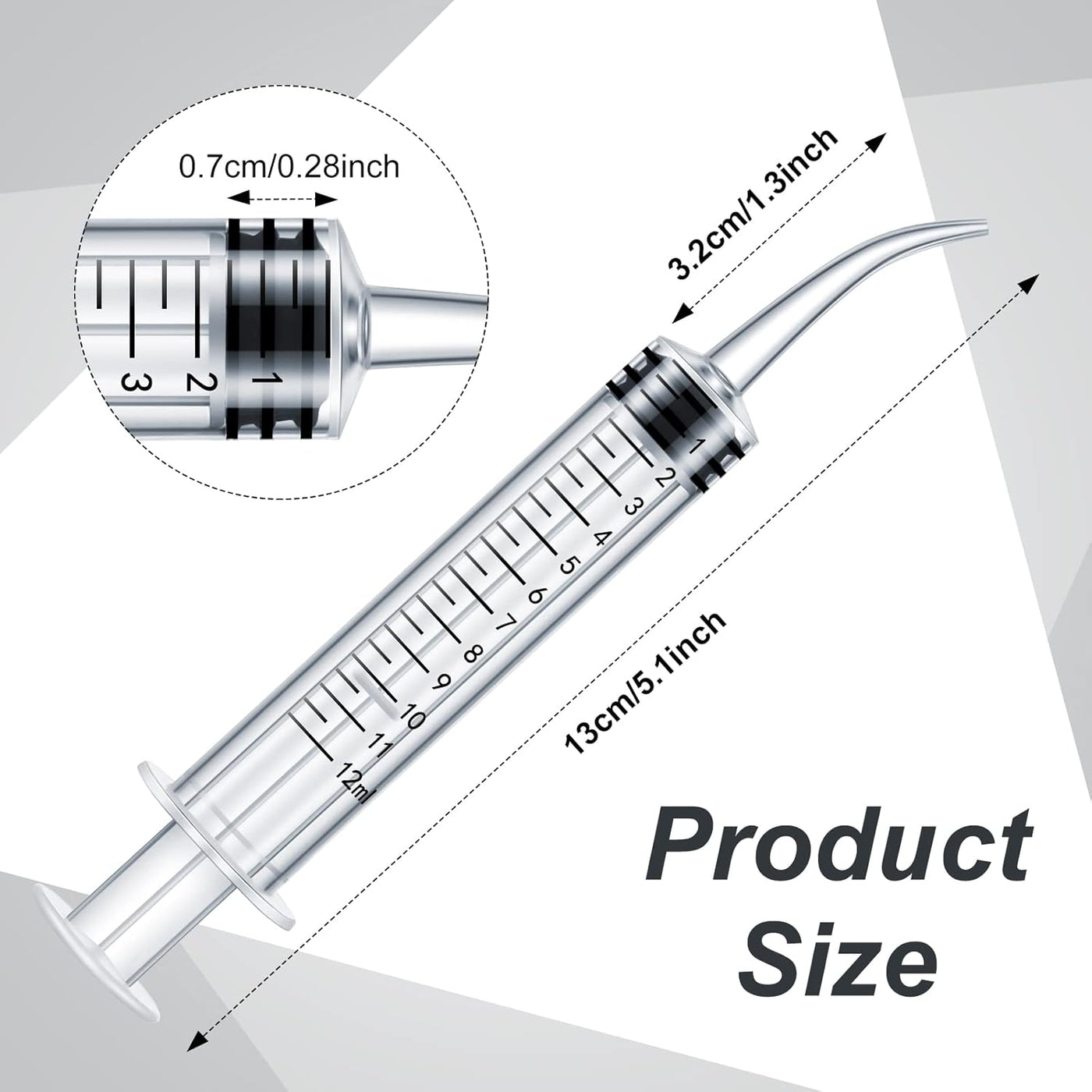 Dental Irrigation Syringe 12cc / 12ml Curved Tip with Scale (pack 50pcs)