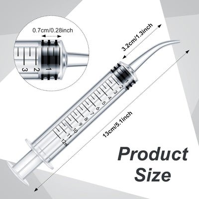 Dental Irrigation Syringe 12cc / 12ml Curved Tip with Scale (pack 50pcs)