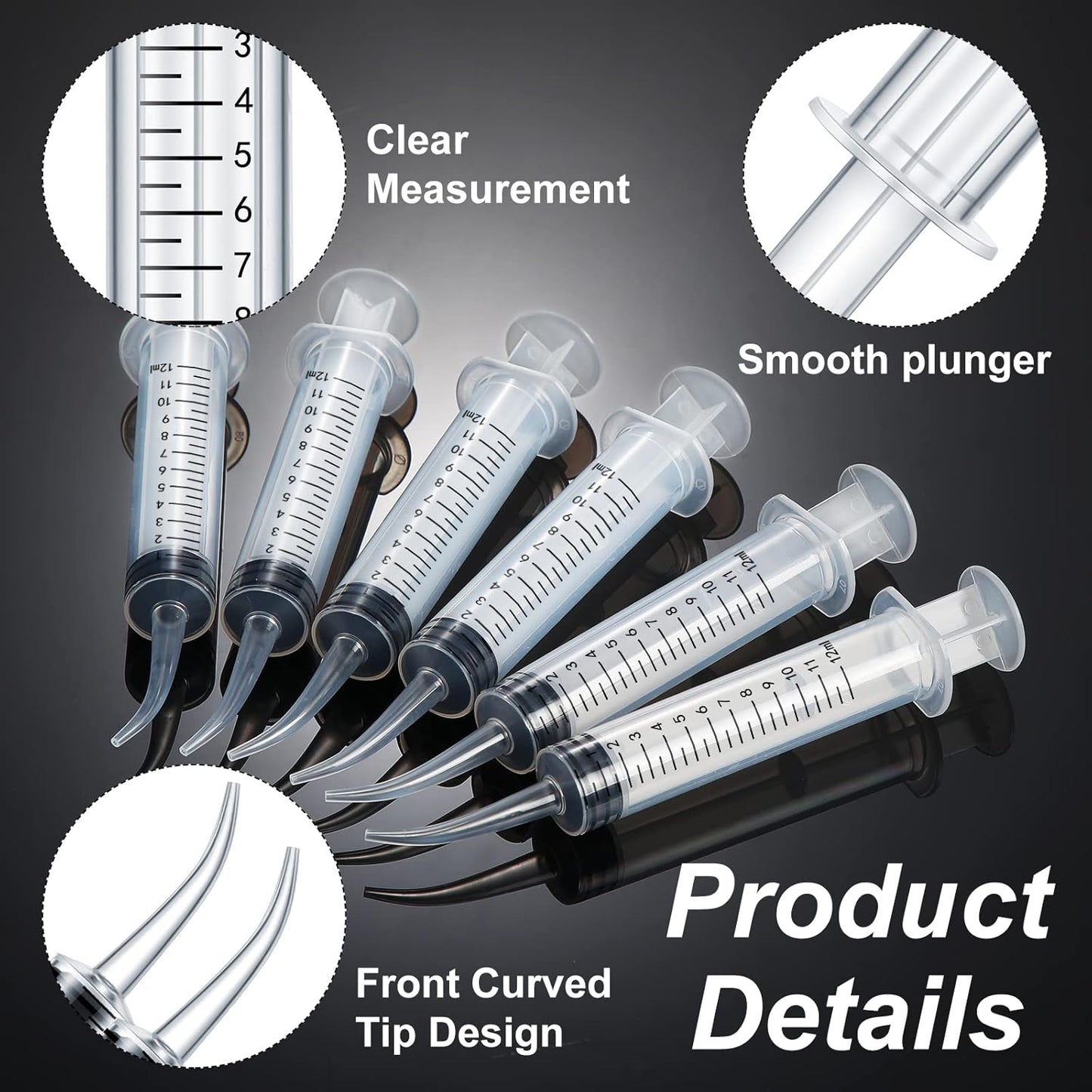 Dental Irrigation Syringe 12cc / 12ml Curved Tip with Scale (pack 50pcs)